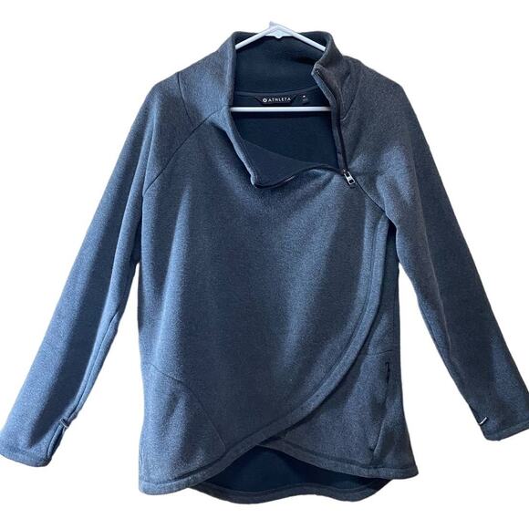 Athleta Women's size Medium Cozy Karma Asymmetrical Pullover Zip Sweatshirt - Picture 2 of 6